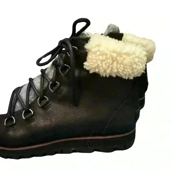 Sorel Women's Harlow Cozy Lace Up Booties Black Gray 7.5 hiking leather winter - Picture 10 of 14